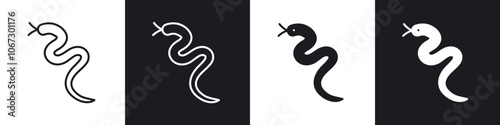 Snake icon in thin outlined.