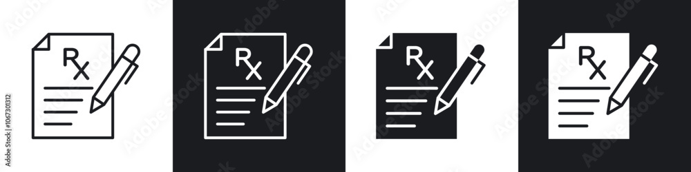 RX icon in thin outlined. RX icon in thin outlined.