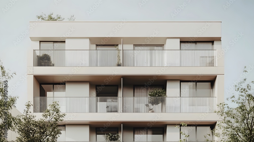 Minimalist Apartment Block in Neutral Tones Minimalist Apartment Block in Neutral Tones