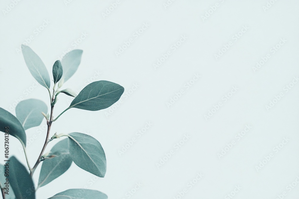 Soft Minimalist Macro of Young Leaves Against a Light Background Soft Minimalist Macro of Young Leaves Against a Light Background
