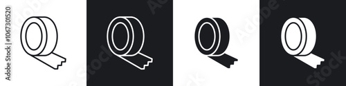 Adhesive tape icon in thin outlined.