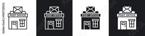 Post office icon in thin outlined. photo