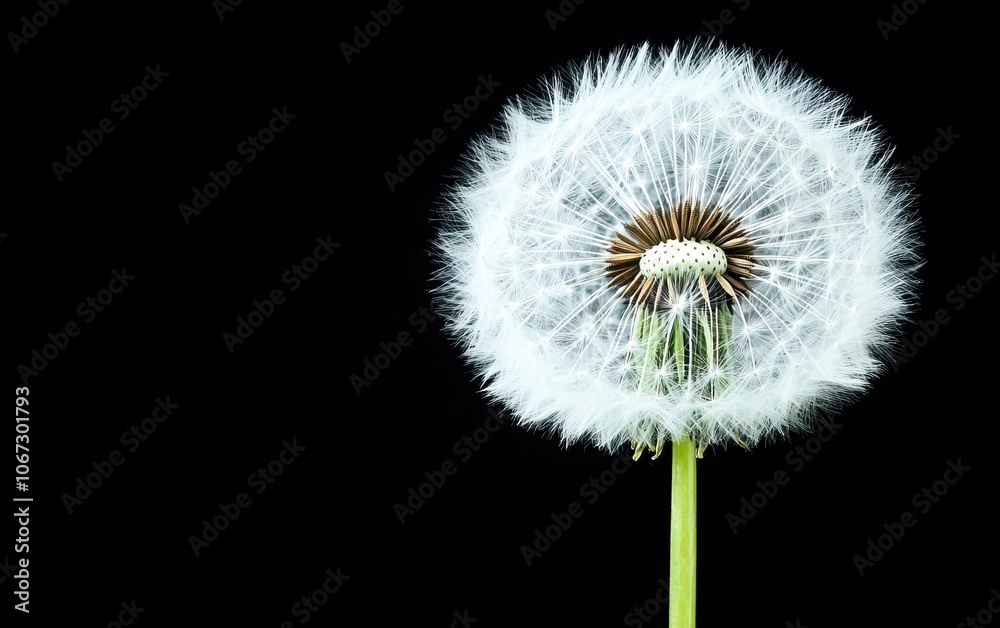 A close-up of a dandelion seed head against a black background, highlighting its delicate, wispy seeds ready to disperse in the wind. A close-up of a dandelion seed head against a black background, highlighting its delicate, wispy seeds ready to disperse in the wind.