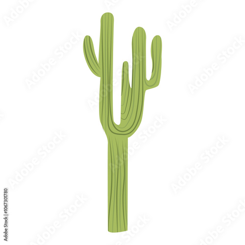 Desert cactus in flat design. Green succulent with spikes and thorns. Vector illustration isolated.