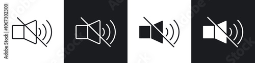 Mute sound icon in thin outlined.