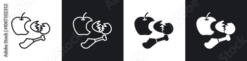 Organic waste icon in thin outlined.