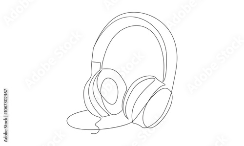 Vector one Continuous line drawing of headphones speaker headset gadget and earphones devices minimalist.