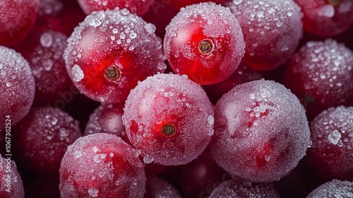 Wallpaper Mural Frozen red Viburnum berries covered with snow, winter nature and frosty scene Torontodigital.ca