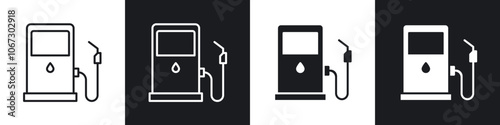 Gas station icon in thin outlined.