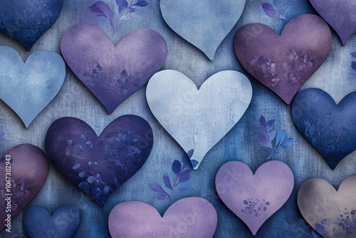 Minimalist Overlapping Heart Shapes with Floral Accents