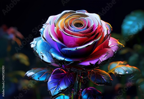 a rose shaped robot that changes colors based on the ambient tem photo