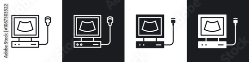 Ultrasonography icon in thin outlined.