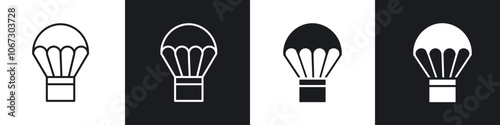 Parachute icon in thin outlined.