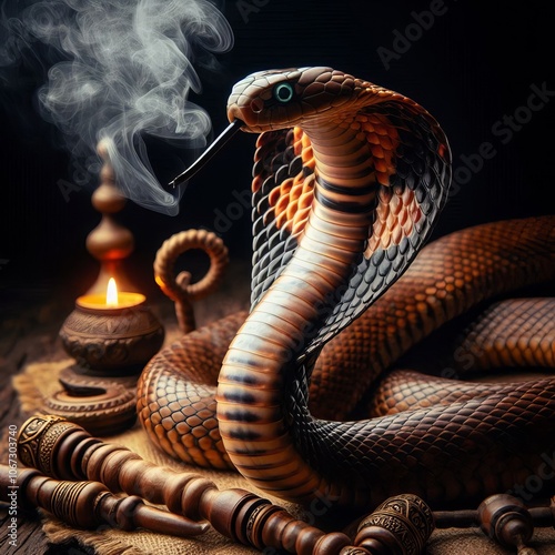 A powerful snake charmer's cobra a dangerous yet captivating cre