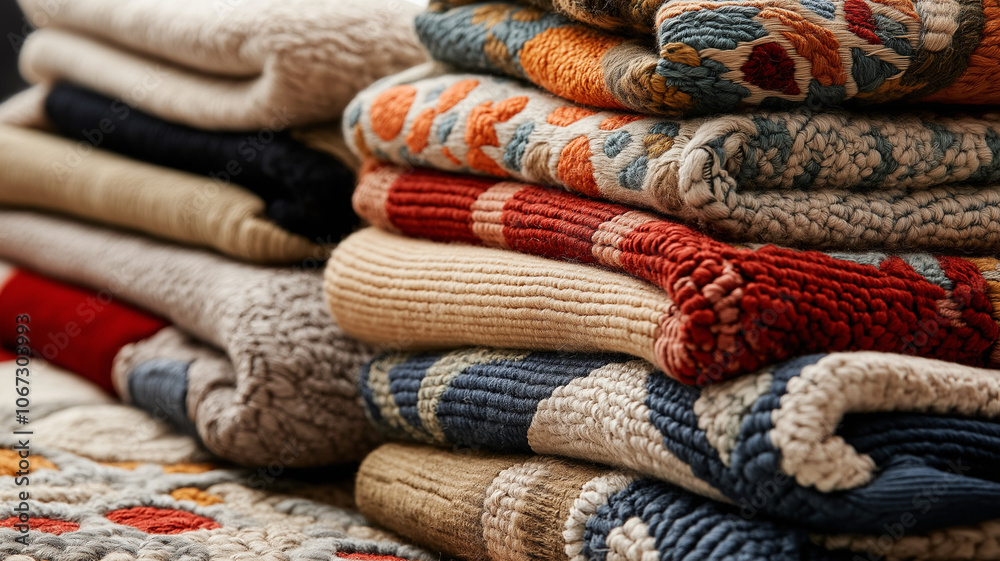 Rich textiles in vibrant colors and intricate patterns create cozy atmosphere Rich textiles in vibrant colors and intricate patterns create cozy atmosphere