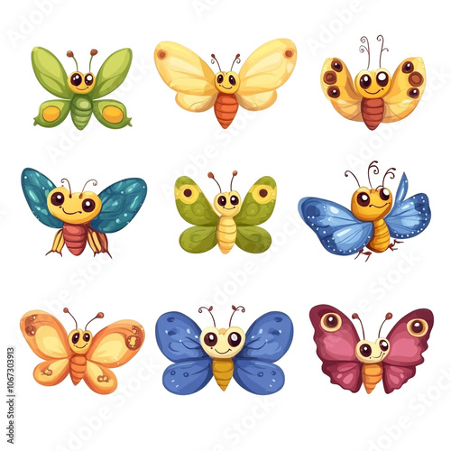 Collection of Colorful Butterflies
