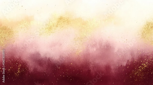 Deep maroon to soft peach gradient with gold dusting, evoking holiday warmth and cheer.