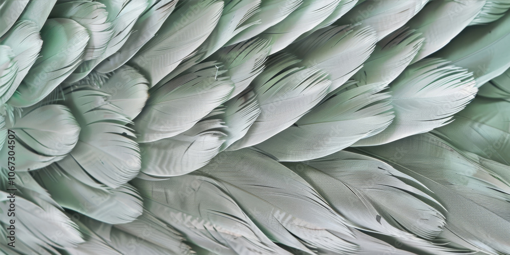 Obraz premium Pale green and silver feather background