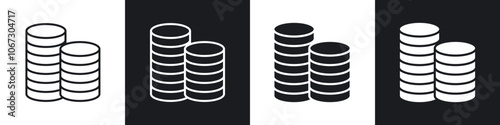 Coins stack icon in thin outlined.