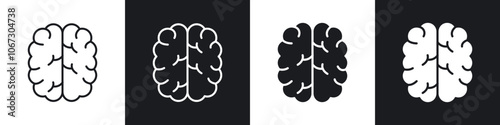 Human brain icon in thin outlined.