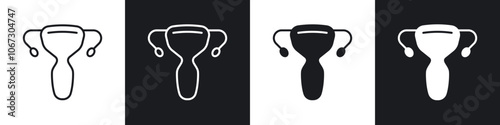 Uterus icon in thin outlined.