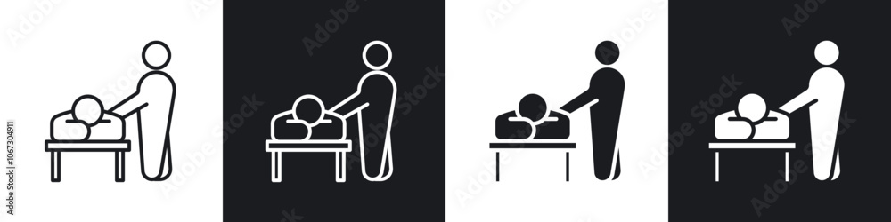 Fototapeta premium Massage icon in thin outlined.