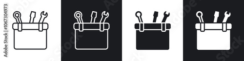 Toolbox outlined and solid icon vector collection.