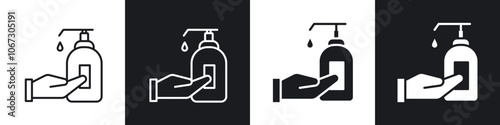 Hand wash icon in thin outlined.