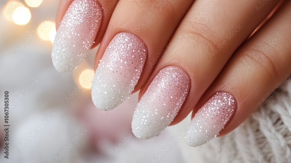 Subtle gradient from soft pink to frosty white with shimmering sparkles, adding a whimsical holiday touch. Subtle gradient from soft pink to frosty white with shimmering sparkles, adding a whimsical holiday touch.