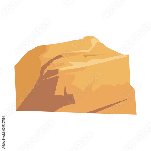 Desert rough stone in flat design. Wilderness sandy rocks or mountain. Vector illustration isolated.