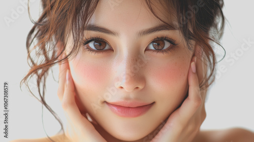 Beautiful Asian Woman with Glowing Skin