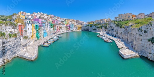 Colorful Italian Coastal Town with Boats in Harbor