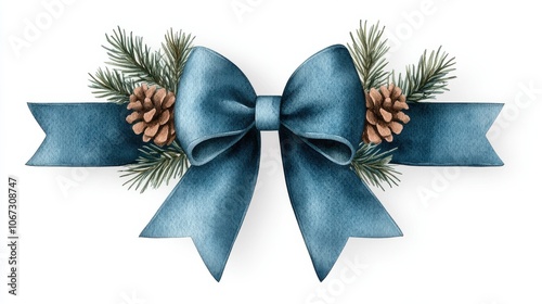 Frosty Christmas Bow with Pinecones and Greens