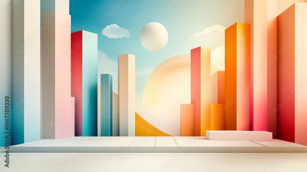 Colorful Geometric Representation of Diverse Asset Classes in a Vibrant Financial Landscape