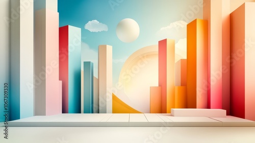 Obraz na płótnie Colorful Geometric Representation of Diverse Asset Classes in a Vibrant Financial Landscape w salonie