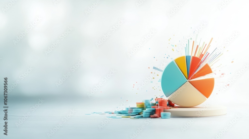 Vibrant Abstract Asset Allocation, a dynamic blend of colorful pie charts and graphs illustrating strategic investment diversity