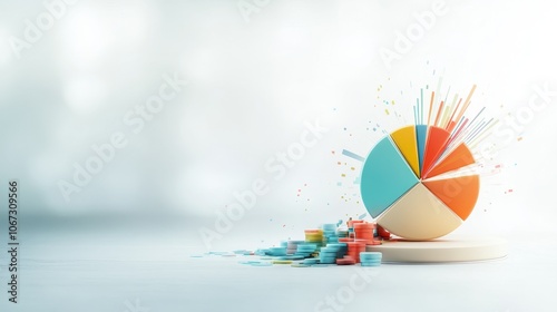 Obraz na płótnie Vibrant Abstract Asset Allocation, a dynamic blend of colorful pie charts and graphs illustrating strategic investment diversity w salonie
