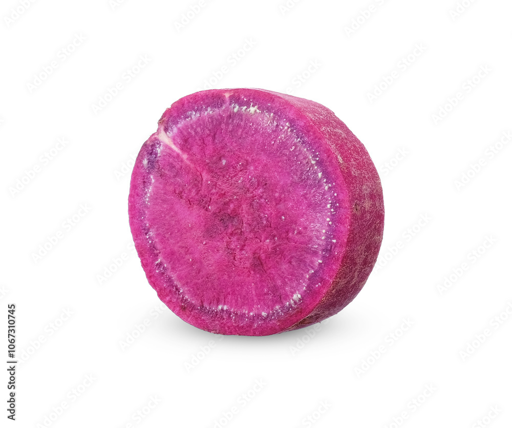 Sliced Sweet potato isolated on white background. Sliced Sweet potato isolated on white background.