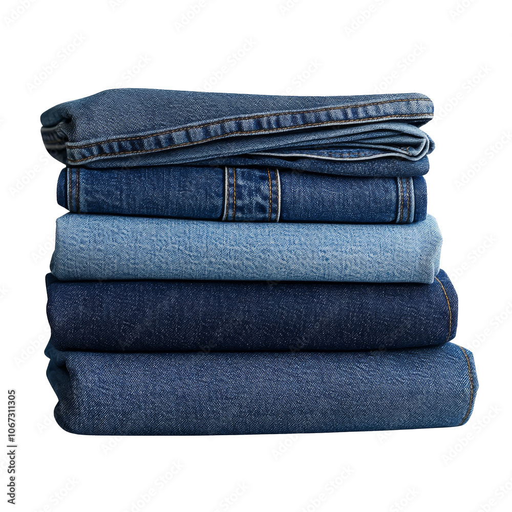 Stacked denim jeans in various shades of blue Stacked denim jeans in various shades of blue