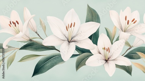 Elegant Watercolor Lilies on Soft Background