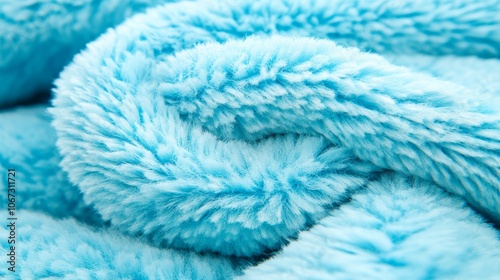 Close-up of a soft, blue, fluffy fabric.