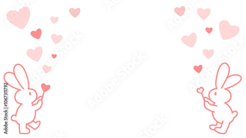 Frame illustration of a cute rabbit showing a heart from a magic wand.