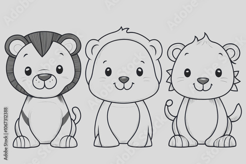 Kawaii Animal Coloring Page for Kids photo