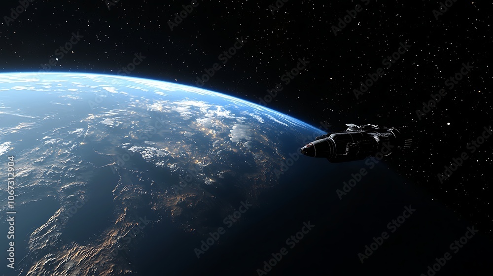 Lone Astronaut Gazing at Earth from Space Lone Astronaut Gazing at Earth from Space