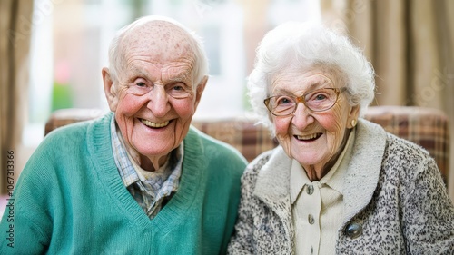 Joyful Seniors Enjoying Tea in Warm Sunlight