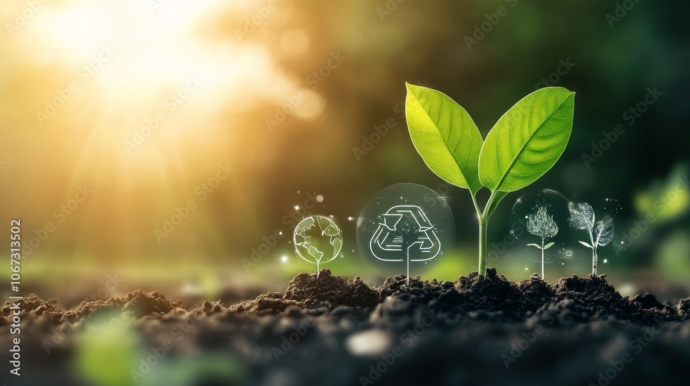Circular economy symbols representing investment and sustainability, showcasing opportunities for responsible asset management and growth