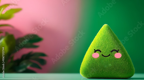 This adorable green object enhances any environment with its cheerful design perfect for adding a touch of fun and whimsy.