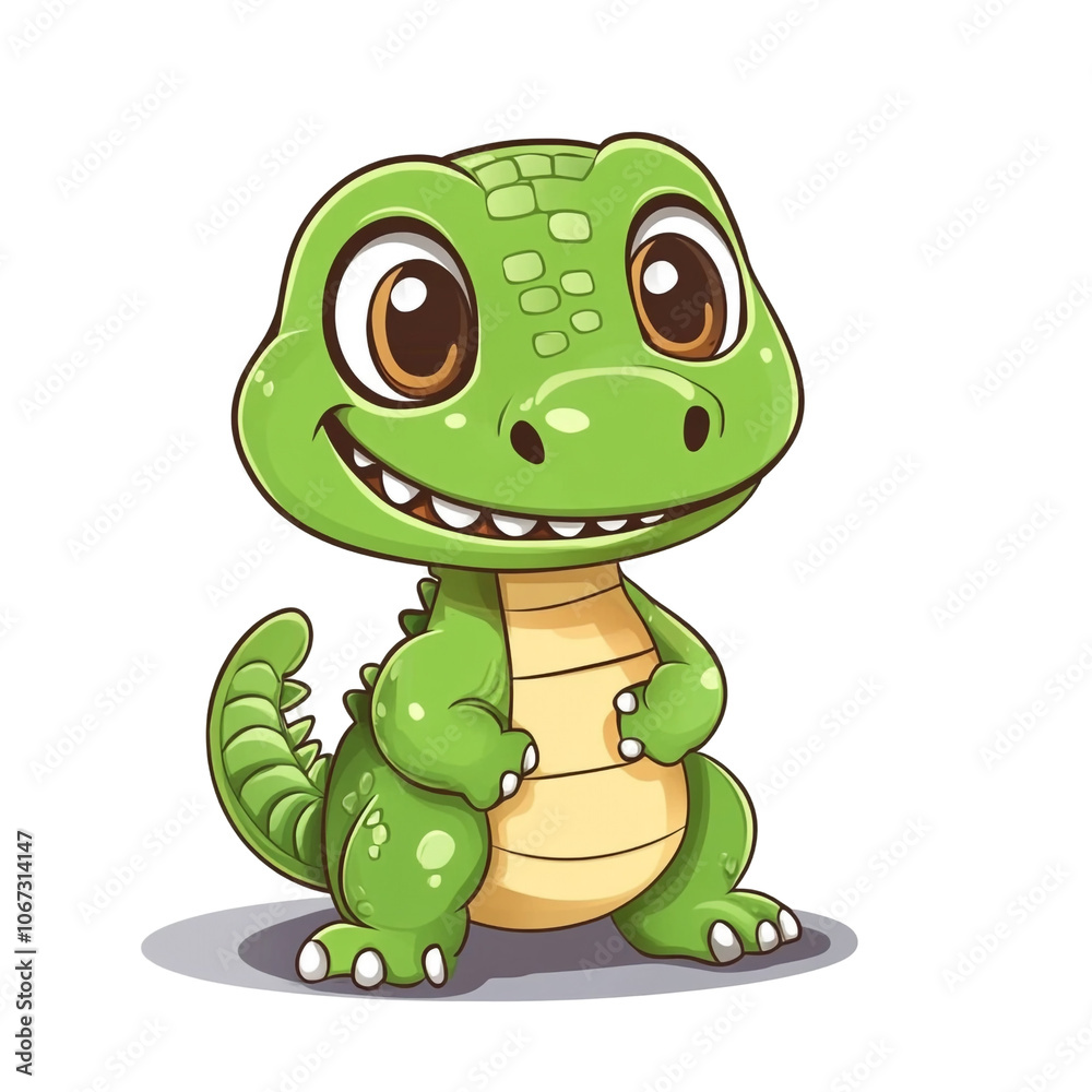 Fototapeta premium Cute Green Dinosaur Cartoon