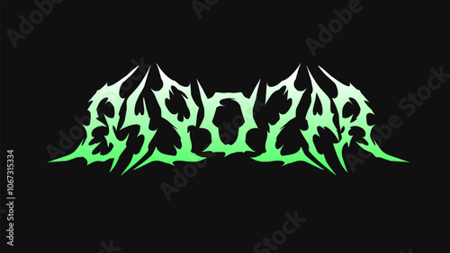 Bipolar" typography design features jagged, spiky lettering in a gradient of green shades on a black background. The sharp, chaotic style conveys duality and mental conflict