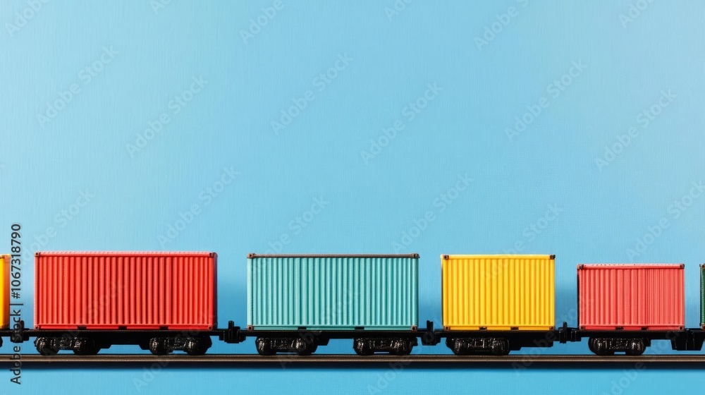 Cargo containers loaded on freight train, logistics Cargo containers loaded on freight train, logistics